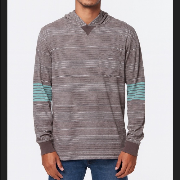 Vissla The Trip Outlet Chest Stripe Hoodie M Brown White - Picture 1 of 8